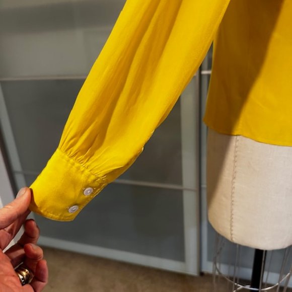 Vintage 80's YVES SAINT LAURENT Rive Gauche Silk Blouse Sz 38 Marigold - Picture 4 of 10